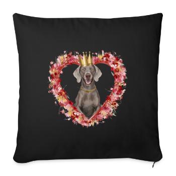 Pretty Weimaraner dog with crown and flowers - Sofa pillowcase 17,3'' x 17,3'' (45 x 45 cm) - black - Front