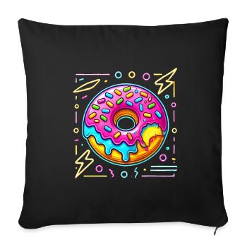 Neon Donut Bite with Sprinkles - Sofa pillowcase 17,3'' x 17,3'' (45 x 45 cm) - black - Front