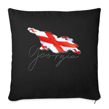 Drapeau de la Géorgie sur la carte de la Géorgie FR - Housse de coussin décorative 45 x 45 cm - noir - Devant