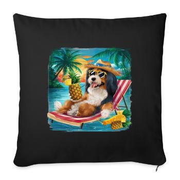 Havanese dog on the beach ideal for summer - Sofa pillowcase 17,3'' x 17,3'' (45 x 45 cm) - black - Front
