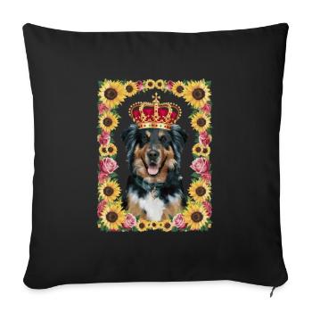Cartoon Münsterland dog with crown, roses - Sofa pillowcase 17,3'' x 17,3'' (45 x 45 cm) - black - Front
