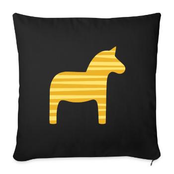 Dala Horse Stripes Sweden Scandinavian Xmas - Sofa pillowcase 17,3'' x 17,3'' (45 x 45 cm) - black - Front