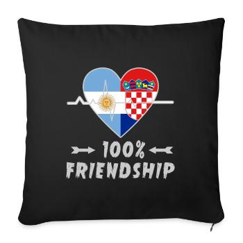 100 % amitié entre l'Argentine et la Croatie - Housse de coussin décorative 45 x 45 cm - noir - Devant