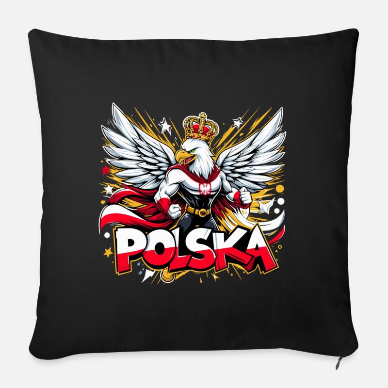 Polska Polen Adler Superheld Flagge Geschenk - Sofakissenbezug 45 x 45 cm - Schwarz