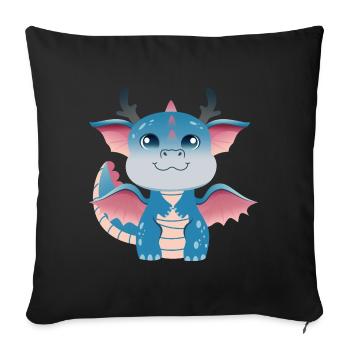 Azure Dragonling Charm - Sofa pillowcase 17,3'' x 17,3'' (45 x 45 cm) - black - Front