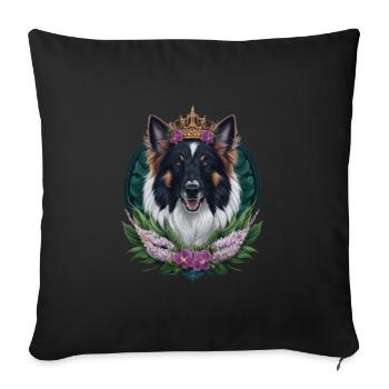 Belgian Shepherd Dog with Crown, Lilac - Sofa pillowcase 17,3'' x 17,3'' (45 x 45 cm) - black - Front