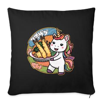 Kawaii Unicorn with Shrimp Tempura - Sofa pillowcase 17,3'' x 17,3'' (45 x 45 cm) - black - Front
