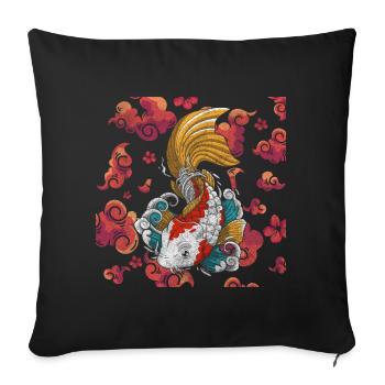 Asie Dragon Ninja Soleil Levant - Housse de coussin décorative 45 x 45 cm - noir - Devant