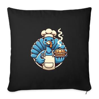 Chef Turquie servant une tarte à la citrouille - Housse de coussin décorative 45 x 45 cm - noir - Devant