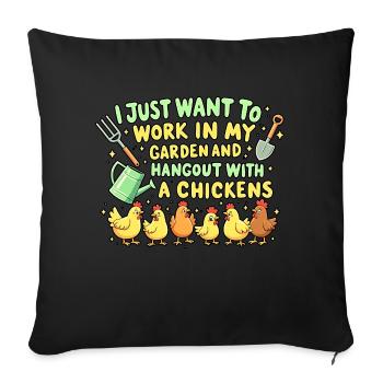 garten hühner - Sofakissenbezug 45 x 45 cm - Schwarz - Vorne