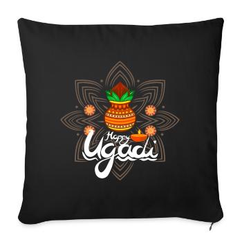 Happy Ugadi - Celebrate the new beginning with joy - Sofa pillowcase 17,3'' x 17,3'' (45 x 45 cm) - black - Front