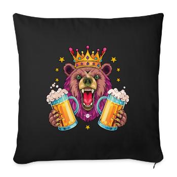 11 Bear King Crown Two Mass Beer Beer Mugs Cheers - Sofa pillowcase 17,3'' x 17,3'' (45 x 45 cm) - black - Front