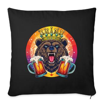 12 ours avec deux litres de chopes de bière Chopes à bière Cheers - Housse de coussin décorative 45 x 45 cm - noir - Devant