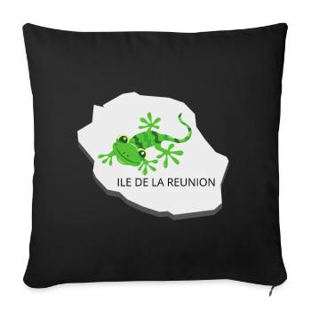 Grenouille tropicale Réunion - Housse de coussin décorative 45 x 45 cm - noir - Devant