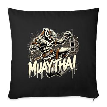 Muay Thai Tiger Boxe thaïlandaise Kickboxing Boxe Cadeau - Housse de coussin décorative 45 x 45 cm - noir - Devant