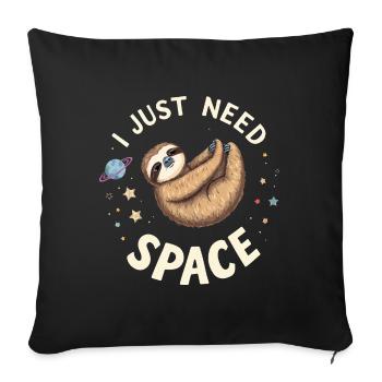 paresseux dans l’espace dessin animé - Housse de coussin décorative 45 x 45 cm - noir - Devant