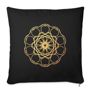 Gold Sun Yoga Mandala India om Namaste Center - Sofa pillowcase 17,3'' x 17,3'' (45 x 45 cm) - black - Front