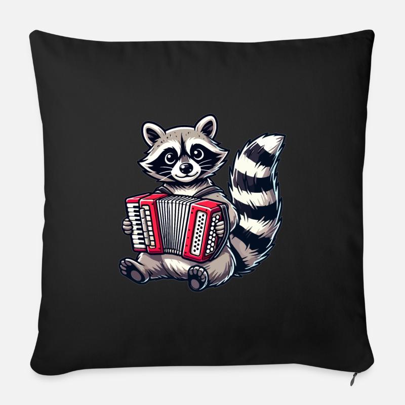 Waschbär Musik - Sofakissenbezug 45 x 45 cm - Schwarz