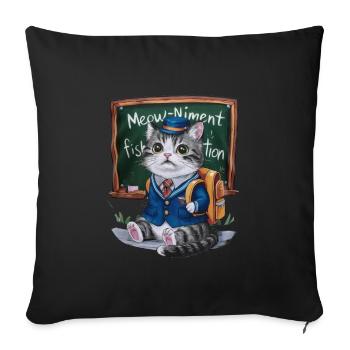 Kawaii cat wears traditional school uniform - Sofa pillowcase 17,3'' x 17,3'' (45 x 45 cm) - black - Front