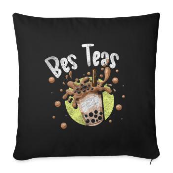 Thé Boba Goût sucré Boisson à emporter - Housse de coussin décorative 45 x 45 cm - noir - Devant