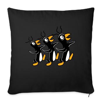 3 crazy penguins running stupid team friends crew - Sofa pillowcase 17,3'' x 17,3'' (45 x 45 cm) - black - Front