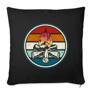 Écusson de feu de camp à l’extérieur - Housse de coussin décorative 45 x 45 cm - noir - Devant