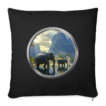 Elephant Animal - 2 - Sofa pillowcase 17,3'' x 17,3'' (45 x 45 cm) - black - Front