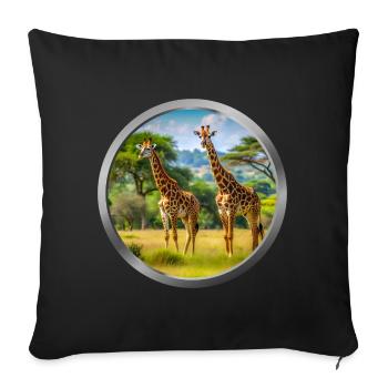 Giraffe Animal - 2 - Sofa pillowcase 17,3'' x 17,3'' (45 x 45 cm) - black - Front