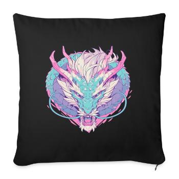 Tête de dragon en style pop art couleurs pastel - Housse de coussin décorative 45 x 45 cm - noir - Devant