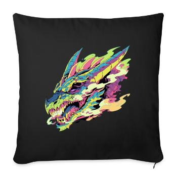 A colorful and stylized dragon - Sofa pillowcase 17,3'' x 17,3'' (45 x 45 cm) - black - Front