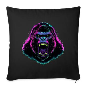 Furious gorilla with bright colors - Sofa pillowcase 17,3'' x 17,3'' (45 x 45 cm) - black - Front