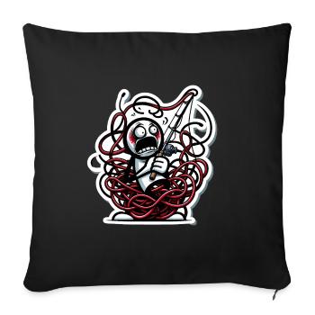 Lustige verwickelte Angelschnur Karikatur - Sofakissenbezug 45 x 45 cm - Schwarz - Vorne