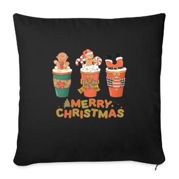 Festive Christmas Motifs on Beverage Mug - Sofa pillowcase 17,3'' x 17,3'' (45 x 45 cm) - black - Front