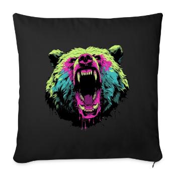 Furious bear in pop art style - Sofa pillowcase 17,3'' x 17,3'' (45 x 45 cm) - black - Front