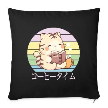 Cat kawaii cute japanese doodle - Sofa pillowcase 17,3'' x 17,3'' (45 x 45 cm) - black - Front
