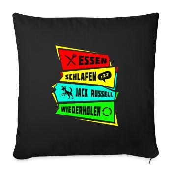Mangez, dormez, répétez Jack Russell. - Housse de coussin décorative 45 x 45 cm - noir - Devant