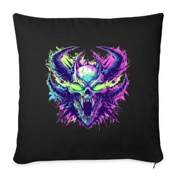 Furious skeleton head with pop art style - Sofa pillowcase 17,3'' x 17,3'' (45 x 45 cm) - black - Front