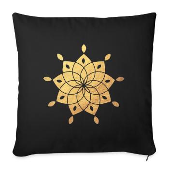 Yoga Sun Star Mandala Meditation Gold deluxe - Sofa pillowcase 17,3'' x 17,3'' (45 x 45 cm) - black - Front