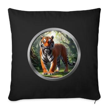 Tiger Animal - 6 - Sofa pillowcase 17,3'' x 17,3'' (45 x 45 cm) - black - Front