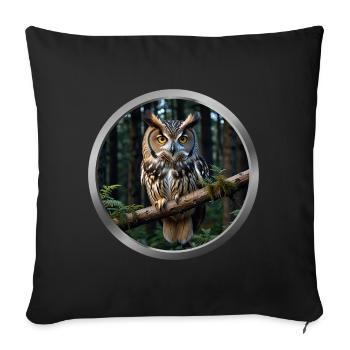 Owl Animal - 5 - Sofa pillowcase 17,3'' x 17,3'' (45 x 45 cm) - black - Front