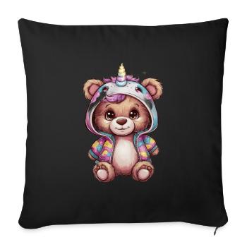 Teddy bear unicorn in kawaii look - Sofa pillowcase 17,3'' x 17,3'' (45 x 45 cm) - black - Front