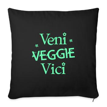 VENI VEGGIE VICI (vegan, végétarien) - Housse de coussin décorative 45 x 45 cm - noir - Devant