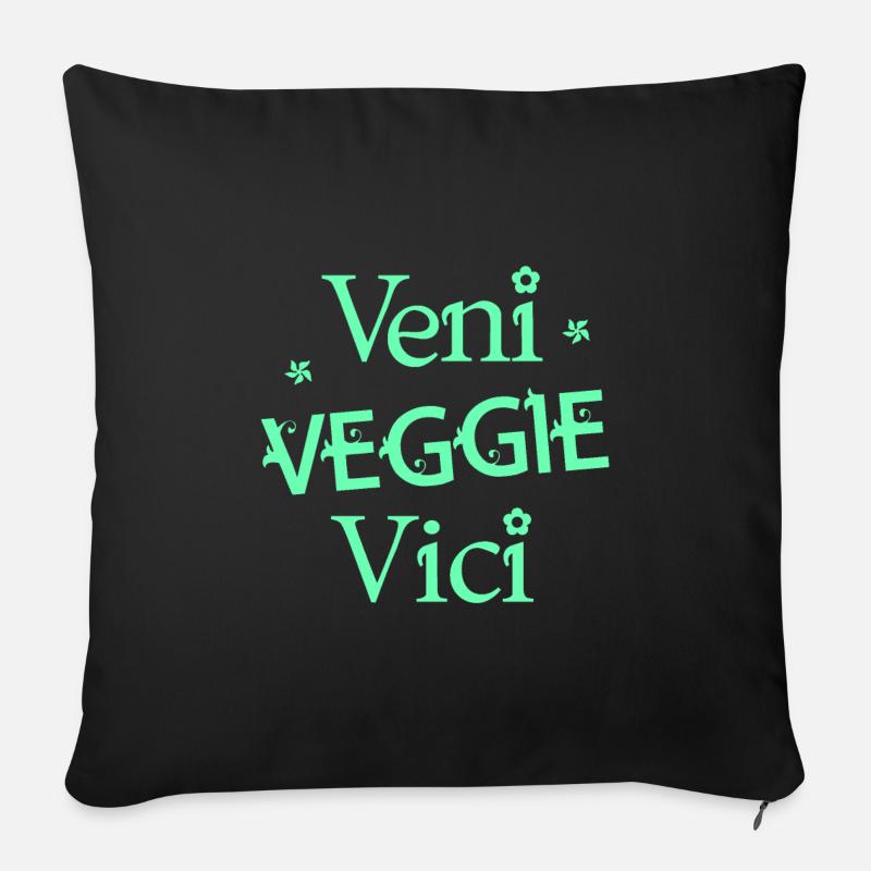VENI VEGGIE VICI (vegan, végétarien) - Housse de coussin décorative 45 x 45 cm - noir