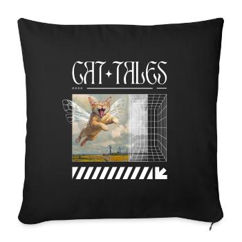 Cat Tales – Surreal Flying Cat - Sofa pillowcase 17,3'' x 17,3'' (45 x 45 cm) - black - Front