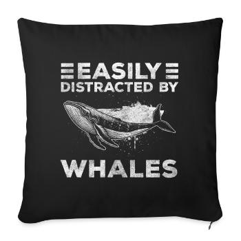 Baleines Créatures marines Bien-être animal Poissons - Housse de coussin décorative 45 x 45 cm - noir - Devant