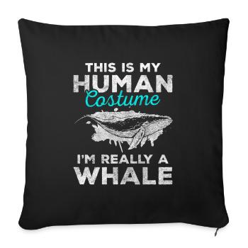 Baleines Créatures Marines Lac - Housse de coussin décorative 45 x 45 cm - noir - Devant