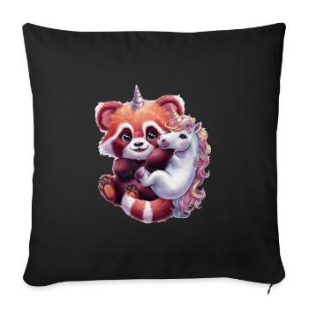 Mignon panda kawaii rouge au look de dessin animé - Housse de coussin décorative 45 x 45 cm - noir - Devant