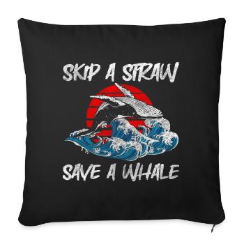 Orca Humpback Whale Species Conservation Fish - Sofa pillowcase 17,3'' x 17,3'' (45 x 45 cm) - black - Front