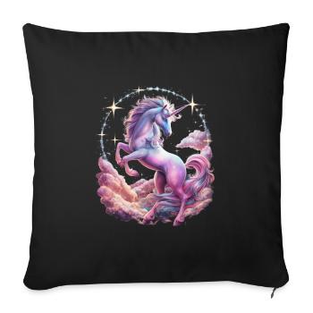 Licorne magique et imaginative avec des étoiles - Housse de coussin décorative 45 x 45 cm - noir - Devant