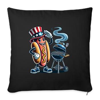 Smokin Hot BBQ Retro Hot Dog Design - Sofakissenbezug 45 x 45 cm - Schwarz - Vorne